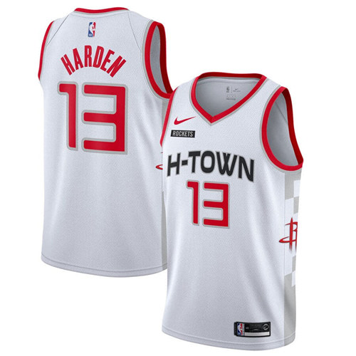 Men's Houston Rockets #13 James Harden White City Edition Stitched NBA Jersey
